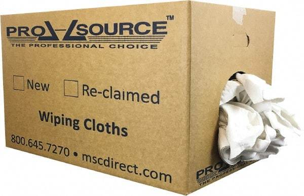 PRO-SOURCE - Virgin Cotton T-Shirt Rag - Lint-Free, White, 3 to 4 Pieces per Lb, Comes in Box - All Tool & Supply