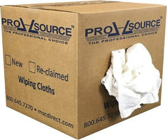 PRO-SOURCE - Reclaimed Cotton T-Shirt Rag - Low Lint, White, 3 to 4 Pieces per Lb, Comes in Box - All Tool & Supply