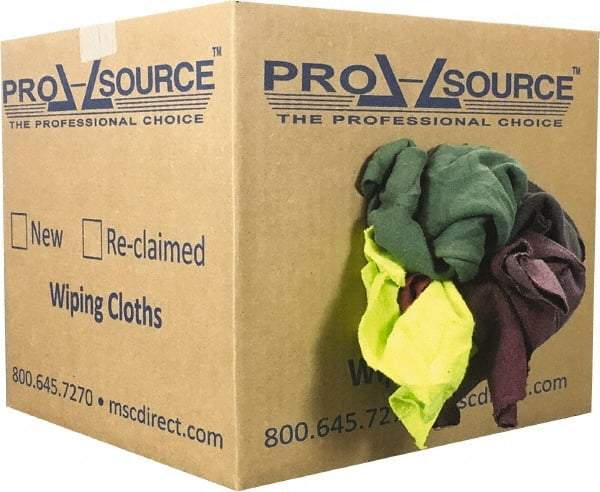 PRO-SOURCE - Reclaimed Rags - Assorted Colors, Fleece and Sweatshirt, Low Lint, Box - All Tool & Supply