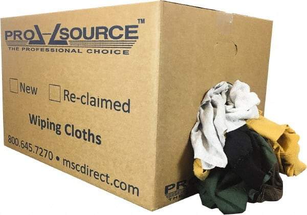 PRO-SOURCE - Reclaimed Rags - Assorted Colors, Fleece and Sweatshirt, Low Lint, Box - All Tool & Supply