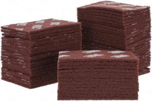 3M - Fine Grade, Aluminum Oxide Hand Pad - Brown, 6" Wide x 9" Long, Nonwoven - All Tool & Supply