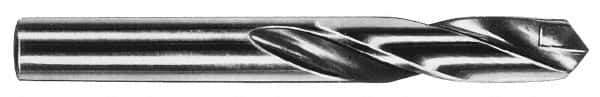 CJT - 1-1/8" 135° Spiral Flute Carbide-Tipped Screw Machine Drill Bit - Bright Finish, Right Hand Cut, 4" Flute Length, 6-3/8" OAL, Faceted Split Point, Straight Shank - All Tool & Supply