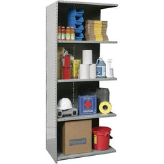 Hallowell - 5 Shelf, 800 Lb. Capacity, Closed Shelving Add-On Unit - 36 Inch Wide x 24 Inch Deep x 87 Inch High, Gray - All Tool & Supply