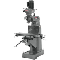 Jet - 7-7/8" Table Width x 35-3/4" Table Length, Step Pulley Control, 3 Phase Knee Milling Machine - R8 Spindle Taper, 1-1/2 hp - All Tool & Supply