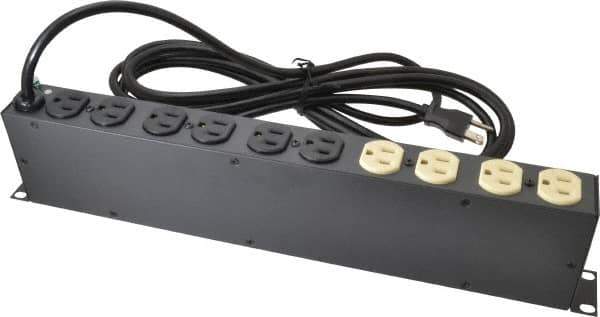 Tripp-Lite - 12 Outlets, 120 Volts, 15 Amps, 15' Cord, Power Outlet Strip - Rack Mount, 5-15P NEMA Configuration, 17-1/2" Strip, ANSI C62.41, IEEE 587, IEEE 587 Category A Specifications, IEEE 587 Category B Specifications, UL1449 3rd Edition - All Tool & Supply