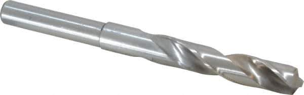 Interstate - 37/64" Drill, 118° Point, Cobalt Silver Deming & Reduced Shank Drill Bit - Bright Finish, 6" OAL, Straight Shank, 3" Flute Length, Right Hand Cut, Standard Point, Spiral Flute, Regular Spiral - All Tool & Supply