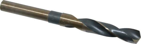 Interstate - 19/32" Drill, 118° Point, Cobalt Silver Deming & Reduced Shank Drill Bit - Bright Finish, 6" OAL, Straight Shank, 3" Flute Length, Right Hand Cut, Standard Point, Spiral Flute, Regular Spiral - All Tool & Supply