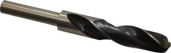 Interstate - 3/4" Drill, 118° Point, Cobalt Silver Deming & Reduced Shank Drill Bit - Bright Finish, 6" OAL, Straight Shank, 3" Flute Length, Right Hand Cut, Standard Point, Spiral Flute, Regular Spiral - All Tool & Supply