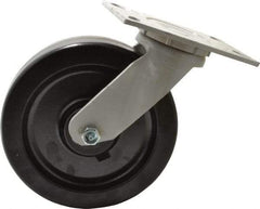 Fairbanks - 8" Diam x 2" Wide x 9-1/2" OAH Top Plate Mount Swivel Caster - Phenolic, 1,200 Lb Capacity, Roller Bearing, 4-1/2 x 6-1/4" Plate - All Tool & Supply