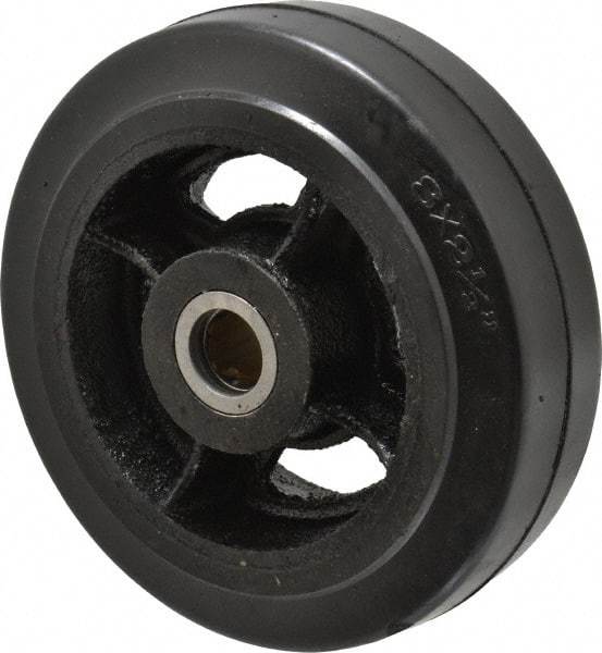 Fairbanks - 8 Inch Diameter x 2-1/2 Inch Wide, Rubber Caster Wheel - 1,300 Lb. Capacity, 2-3/4 Inch Hub Length, 1 Inch Axle Diameter, Roller Bearing - All Tool & Supply