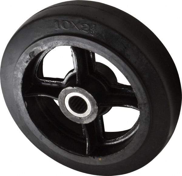 Fairbanks - 10 Inch Diameter x 2-1/2 Inch Wide, Rubber Caster Wheel - 1,500 Lb. Capacity, 2-3/4 Inch Hub Length, 1-1/8 Inch Axle Diameter, Roller Bearing - All Tool & Supply