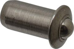 Vlier - 1/4" Body Length x 1/8" Body Diam, 0.75 Lb Init to 2.5 Lb Final End Force, Stainless Steel Press Fit Ball Plunger - 3/32" Ball Diam, 0.035" Max Ball Reach, 0.032" Flange Thickness - All Tool & Supply