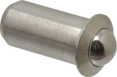 Vlier - 0.0786" Body Length x 3/8" Body Diam, 2.5 Lb Init to 7 Lb Final End Force, Stainless Steel Press Fit Ball Plunger - 5/16" Ball Diam, 0.11" Max Ball Reach, 0.078" Flange Thickness - All Tool & Supply