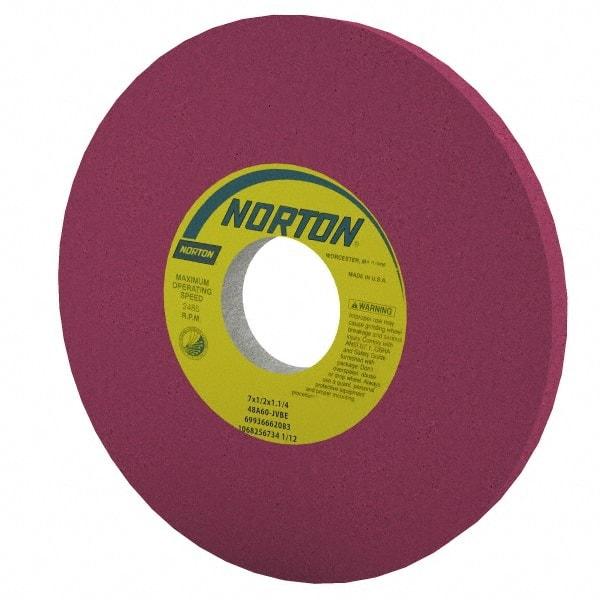 Norton - 8" Diam x 1-1/4" Hole x 1/2" Thick, J Hardness, 60 Grit Surface Grinding Wheel - Aluminum Oxide, Type 1, Medium Grade, 3,600 Max RPM, Vitrified Bond, No Recess - All Tool & Supply