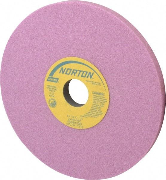 Norton - 8" Diam x 1-1/4" Hole x 1/2" Thick, I Hardness, 46 Grit Surface Grinding Wheel - Aluminum Oxide, Type 1, Coarse Grade, 3,105 Max RPM, Vitrified Bond, No Recess - All Tool & Supply