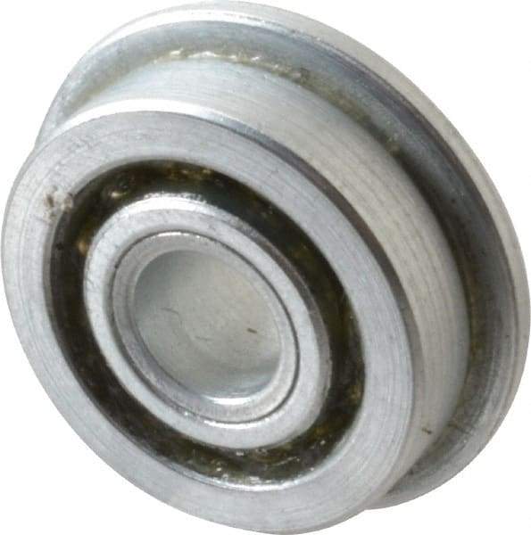 Value Collection - 1/4" Bore Diam, 3/4" OD, Open Unground Full Complement Radial Ball Bearing - With Flange, 1 Row, Round Bore, 287 Lb Dynamic Capacity - All Tool & Supply