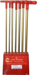 Made in USA - 7 Piece T-Handle Hex Key Set - Hex Range 7/64 to 1/4", 13" OAL, Chromalloy Steel - All Tool & Supply