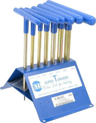 Made in USA - 7 Piece T-Handle Hex Key Set - Hex Range 2 to 8mm, 7" OAL, Chromalloy Steel - All Tool & Supply