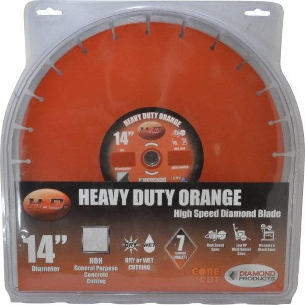 Core Cut - 14" Diam, 1" Arbor Hole Diam, Wet & Dry Cut Saw Blade - Diamond-Tipped, Standard Round Arbor - All Tool & Supply