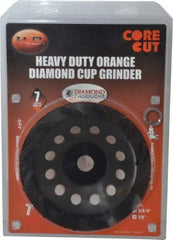 Core Cut - 7" Diam, 7/8" Hole Size, 3/16" Overall Thickness, Spiral Cup Tool & Cutter Grinding Wheel - Diamond, 8,725 RPM - All Tool & Supply