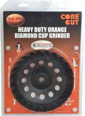 Core Cut - 7" Diam, 3/16" Overall Thickness, Spiral Cup Tool & Cutter Grinding Wheel - Diamond, 8,725 RPM - All Tool & Supply