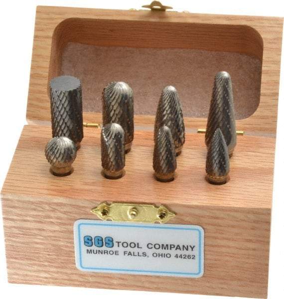 SGS Pro - 8 Piece, 1/4" Shank Burr Set - Tungsten Carbide - All Tool & Supply