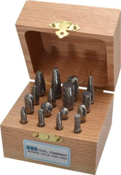 SGS Pro - 16 Piece, 1/4" Shank Burr Set - Tungsten Carbide - All Tool & Supply