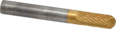 SGS Pro - 1/4" Cut Diam, 1/4" Shank Diam, Cylinder with Radius Head Double Cut Burr - Carbide, Radius End, 5/8" LOC, 2" OAL - All Tool & Supply