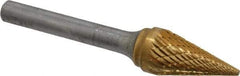 SGS Pro - 1/2" Cut Diam, 1/4" Shank Diam, Cone Head Double Cut Burr - Carbide, Point End, 7/8" LOC, 2-5/8" OAL - All Tool & Supply