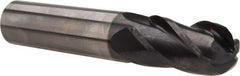 OSG - 5/8" Diam, 1-1/4" LOC, 4 Flute Solid Carbide Ball End Mill - TiAlN Finish, Single End, 3-1/2" OAL, 5/8" Shank Diam, Spiral Flute - All Tool & Supply