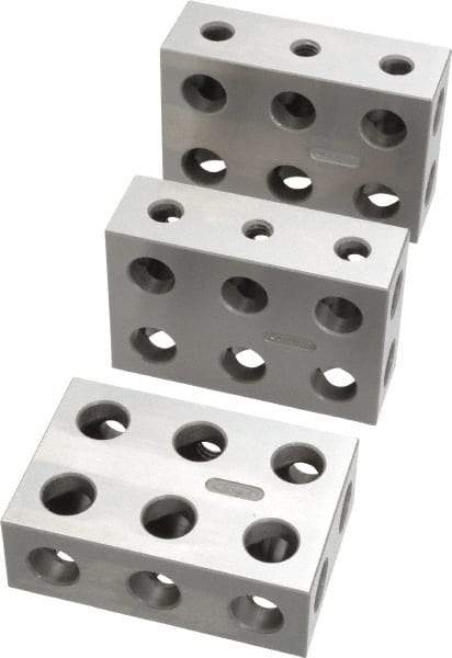 SPI - 0.0001 Squareness Per Inch, Hardened Steel, 1-2-3 Block Setup Block - 0.0002 Inch Overall Tolerance, 5/16 - 18 Inch Tapped Hole Size, 55-60 Rc Hardness, Sold As Matched Set of 3 - All Tool & Supply