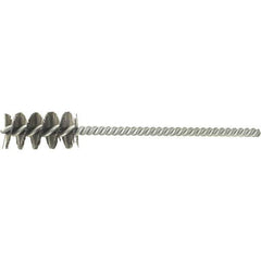 Brush Research Mfg. - 1-1/4" Diam Helical Stainless Steel Tube Brush - Single Spiral, 0.002" Filament Diam, 1" Brush Length, 4" OAL, 0.073" Diam Stainless Steel Shank - All Tool & Supply