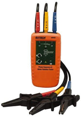 Extech - 3 Phase, 40 to 600 VAC, 2 to 400 Hz, 32 to 104°F, LED Display Phase Rotation Tester - 9V, Includes Alligator Clips, Test Leads, CAT III 600 V, CE, EN 61010-1 - All Tool & Supply