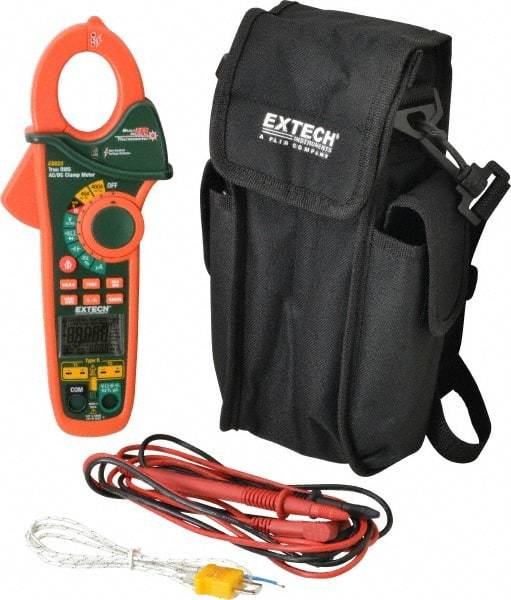 Extech - EX623, CAT III, Digital True RMS Auto Ranging Clamp Meter with 1-1/4" Clamp On Jaws - 600 VAC/VDC, 400 AC/DC Amps, Measures Voltage, Capacitance, Current, Frequency, Resistance, Temperature - All Tool & Supply