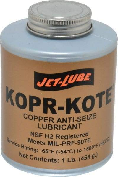 Jet-Lube - 1 Lb Can High Temperature Anti-Seize Lubricant - Copper/Graphite, -65 to 1,800°F, Copper/Bronze, Food Grade, Water Resistant - All Tool & Supply