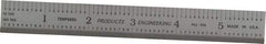 PEC Tools - 6" Long, 1/100, 1/10" and 0.5, 1mm Graduation, Rigid Steel Rule - Decimal/Metric Graduation Style, 3/4" Wide, Silver, Satin Chrome Finish - All Tool & Supply