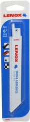 Lenox - 6" Long x 3/4" Thick, Carbide Reciprocating Saw Blade - Straight Profile, Continuous Edge, Universal Shank - All Tool & Supply