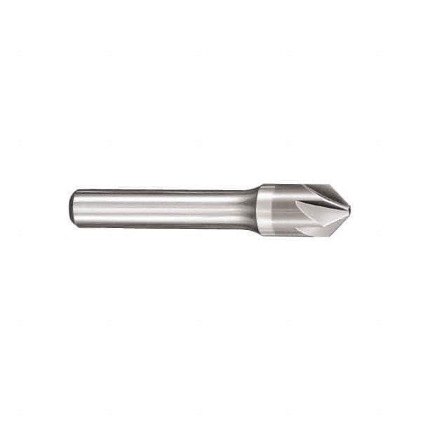 SGS - 5/8" Head Diam, 3/8" Shank Diam, 6 Flute 60° Solid Carbide Countersink - Bright Finish, 3" OAL, Single End, Straight Shank, Right Hand Cut - All Tool & Supply