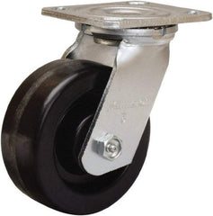 Hamilton - 5" Diam x 2" Wide x 6-1/2" OAH Top Plate Mount Swivel Caster - Phenolic, 900 Lb Capacity, Straight Roller Bearing, 4 x 4-1/2" Plate - All Tool & Supply