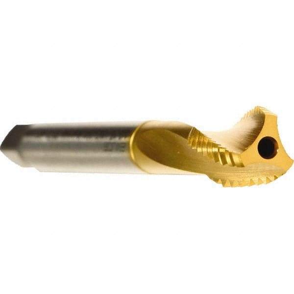 Emuge - M24x3.00 Metric 3 Flute 6HX Modified Bottoming Spiral Flute Tap - Cobalt, TiN Finish, 160mm OAL, Right Hand Flute, Right Hand Thread, Series Rekord D - All Tool & Supply