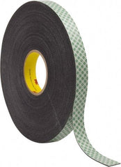 3M - 1" x 36 Yd Acrylic Adhesive Double Sided Tape - 1/16" Thick, Black, Urethane Foam Liner, Continuous Roll, Series 4056 - All Tool & Supply