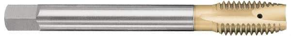 OSG - 3/4-16 UNF, 3 Flute, TiN Finish, Vanadium High Speed Steel Spiral Point Tap - Plug Chamfer, Right Hand Thread, 110mm OAL, 2" Thread Length, 0.59" Shank Diam, 2B Class of Fit, Series 260 - Exact Industrial Supply