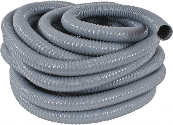 Hi-Tech Duravent - 1-1/2" ID, 26 Hg Vac Rating, 35 psi, PVC Vacuum & Duct Hose - 50' Long, Gray, 1-1/8" Bend Radius, -20 to 150°F - All Tool & Supply