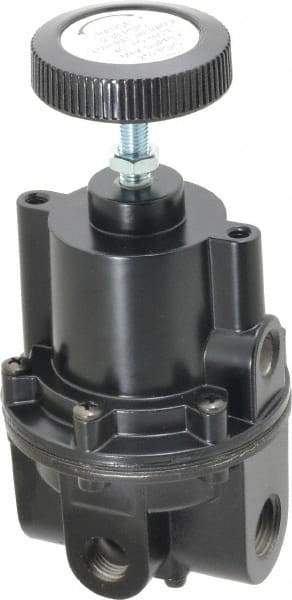 Parker - 3/8 NPT Port, 80 CFM, Aluminum Diaphragm Operated Regulator - 0 to 30 psi Range, 250 Max psi Supply Pressure, 1/4" Gauge Port Thread, 2.06" Wide x 4.35" High - All Tool & Supply