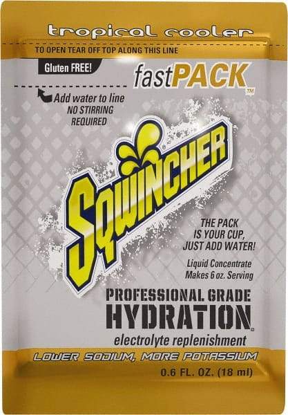 Sqwincher - 0.6 oz Pack Tropical Cooler Activity Drink - Liquid Concentrate, Yields 6 oz - All Tool & Supply