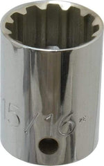 Proto - 1/2" Drive, 15/16" Socket, Spline Socket - 12 Points, 1-9/16" OAL - All Tool & Supply