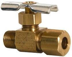 Eaton - 150 Max psi, 1/4 x 1/8" Pipe, Brass, Inline Instrumentation Needle Valve - Compression x MNPT End Connections - All Tool & Supply