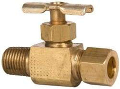 Eaton - 150 Max psi, 3/8 x 1/4" Pipe, Brass, Inline Instrumentation Needle Valve - Compression x MNPT End Connections - All Tool & Supply