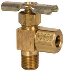 Eaton - 150 Max psi, 1/4 x 1/8" Pipe, Brass, Angled Instrumentation Needle Valve - Compression x MNPT End Connections - All Tool & Supply