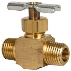 Eaton - 150 Max psi, 1/4" Pipe, Brass, Inline Instrumentation Needle Valve - MNPT x MNPT End Connections - All Tool & Supply